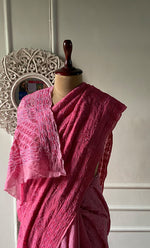 Load image into Gallery viewer, Women's Lakhnavi Handcrafted Pure Silk Georgette Chikankari Saree - HONC0327292