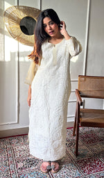 Load image into Gallery viewer, Women's Lakhnavi Handcrafted Cotton Chikankari Kurti - HONC0356935