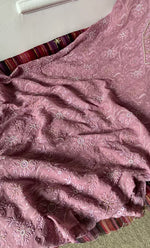 Load image into Gallery viewer, Women's Lakhnavi Handcrafted Pure Silk Georgette Semi - Stitched Chikankari Kurta And Dupatta Set - HONC0302216
