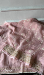 Load image into Gallery viewer, Women's Lakhnavi Handcrafted Mul Chanderi Unstitched Chikankari Full Suit - HONC0349095