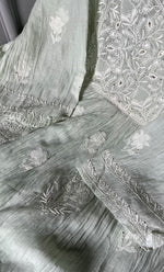 Load image into Gallery viewer, Women's Lakhnavi Handcrafted Mul Chanderi Semi - Stitched Angrakha And Dupatta Set - HONC02847110