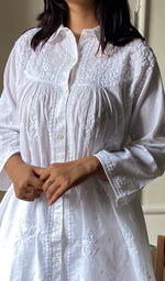 Load image into Gallery viewer, Women's Lakhnavi Handcrafted Cotton Chikankari Top And Palazzo Set - HONC0295332