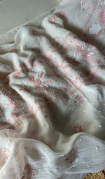 Load image into Gallery viewer, Tasbiya Women's Lakhnavi Handcrafted Mul Chanderi Unstitched Kurta And Dupatta Set - HONC0282552