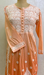 将图像加载到图库查看器中, Zulekha Women's Lucknowi Handcrafted Printed Cotton Chikankari Gown - HONC0150415