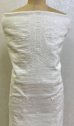 Load image into Gallery viewer, Lucknowi Handcrafted White Cotton Chikankari Unstitched Men&#39;s Kurta Fabric - HONC0146627
