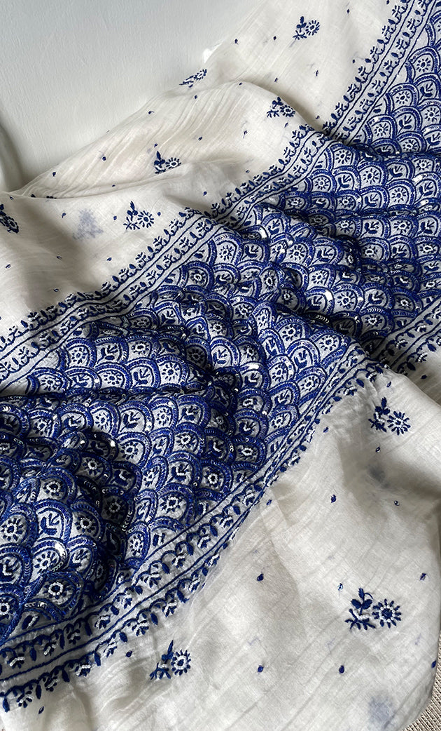 omen's Lakhnavi Handcrafted Mul Chanderi Unstitched Kurta And Dupatta Set - HONC0321262