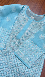 将图像加载到图库查看器中, Women's Lakhnavi Handcrafted Cotton Chikankari Kurti - HONC0274209