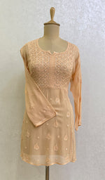 Load image into Gallery viewer, Women's Lakhnavi Handcrafted Viscose Georgette Chikankari Top- HONC0152259
