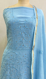 将图像加载到图库查看器中, Women's Lakhnavi Handcrafted Mul Chanderi Kurta And Dupatta Set - HONC0166273