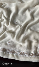 Load image into Gallery viewer, Women's Lakhnavi Handcrafted Pure Silk Georgette Chikankari Kurta And Dupatta Set- HONC0270823