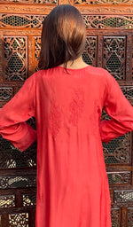 Load image into Gallery viewer, Women's Lucknowi Handcrafted Muslin Chikankari Kurti - HONC0181001