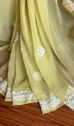 将图像加载到图库查看器中, Women's Lucknowi Handcrafted Faux-Georgette Chikankari Saree - HONC0228971