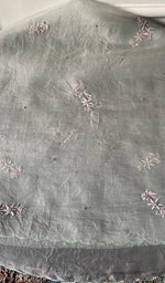 Load image into Gallery viewer, Women's Lakhnavi Handcrafted Pure Organza Chikankari Unstitched Kurta And Dupatta Set- HONC0335078