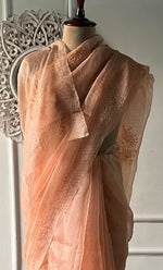 将图像加载到图库查看器中, Women's Lucknowi Handcrafted Pure Organza Silk Chikankari Saree - HONC0296103