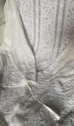Load image into Gallery viewer, Women's Lucknowi Handcrafted Viscose Georgette Semi - Stitched Chikankari Anarkali and Dupatta Set- HONC0358535