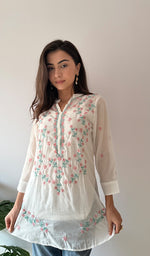 Load image into Gallery viewer, Sophia Women's Lakhnavi Handcrafted Mul Chanderi Chikankari Top - HONC0372966