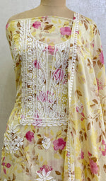 Load image into Gallery viewer, Women's Lakhnavi Handcrafted Mul Cotton Chikankari Kurta And Dupatta Set- HONC0157639