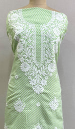 Load image into Gallery viewer, Women's Lakhnavi Handcrafted Cotton Chikankari Unstitched Kurti Fabric - HONC0214779