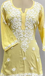 将图像加载到图库查看器中, Women's Lakhnavi Handcrafted Modal Cotton Chikankari Top - HONC0167493