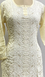 Load image into Gallery viewer, Women's Lucknowi Handcrafted White Cotton Chikankari Top - HONC0165230
