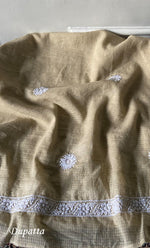 Load image into Gallery viewer, Women's Lucknowi Handcrafted Kota Cotton Chikankari Unstitched Kurta And Dupatta Set - HONC0340099