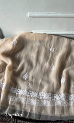 将图像加载到图库查看器中, Vamika Women's Lucknowi Handcrafted Faux-Georgette Unstitched Chikankari Suit Material - HONC0330346