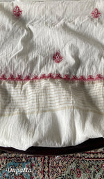 将图像加载到图库查看器中, Women's Lakhnavi Handcrafted Mul Chanderi Unstitched Kurta And Dupatta Set - HONC0369369
