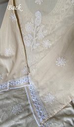 将图像加载到图库查看器中, Women's Lakhnavi Handcrafted Cotton Chikankari Semi Stitched Kurti Fabric - HONC0348847