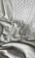 Load image into Gallery viewer, Women's Lakhnavi Handcrafted Modal Cotton Chikankari Unstitched Kurti Fabric - HONC0242107