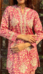 Load image into Gallery viewer, Shama Women's Lakhnavi Handcrafted Cotton Chikankari Kurta And Palazzo Set - HONC0250020