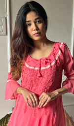 Load image into Gallery viewer, Aadab Women's Lucknowi Handcrafted Faux-Georgette Chikankari Anarkali Dress - NC038960