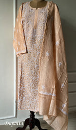 Load image into Gallery viewer, Women's Lakhnavi Handcrafted Mul Chanderi Semi - Stitched Kurta And Dupatta Set - HONC0266167
