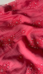 将图像加载到图库查看器中, Women's Lucknowi Handcrafted Chanderi Silk Chikankari Full Suit Material - HONC0260944