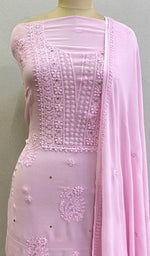 Load image into Gallery viewer, Women's Lakhnavi Handcrafted Viscose Georgette Chikankari Full Suit Material - HONC0155227