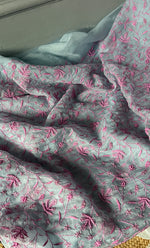 Load image into Gallery viewer, Rose Women's Lakhnavi Handcrafted Pure Organza Chikankari Unstitched Kurta And Dupatta Set- HONC0274530