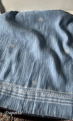 Load image into Gallery viewer, Women's Lakhnavi Handcrafted Mul Chanderi Semi - stitched Chikankari Full Suit Material - HONC0333494