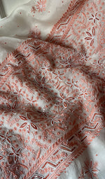 将图像加载到图库查看器中, Women's Lakhnavi Handcrafted Pure Organza Chikankari Unstitched Kurta And Dupatta Set - HONC0270716