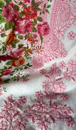 将图像加载到图库查看器中, Women's Lakhnavi Handcrafted Cotton Chikankari Unstitched Kurti Fabric - HONC0284349