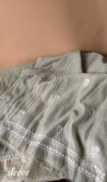 Load image into Gallery viewer, Women's Lakhnavi Handcrafted Mul Chanderi Unstitched Chikankari Full Suit Material - HONC0363740