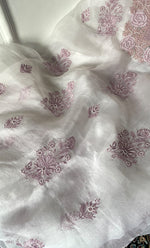 Load image into Gallery viewer, Mehnaj Women's Lakhnavi Handcrafted Pure Organza Chikankari Unstitched Kurta And Dupatta Set- HONC0316110