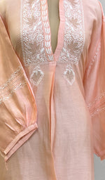 将图像加载到图库查看器中, Fiza Women's Lakhnavi Handcrafted Chanderi Silk Semi- Stiched Chikankari Top - HONC0187498