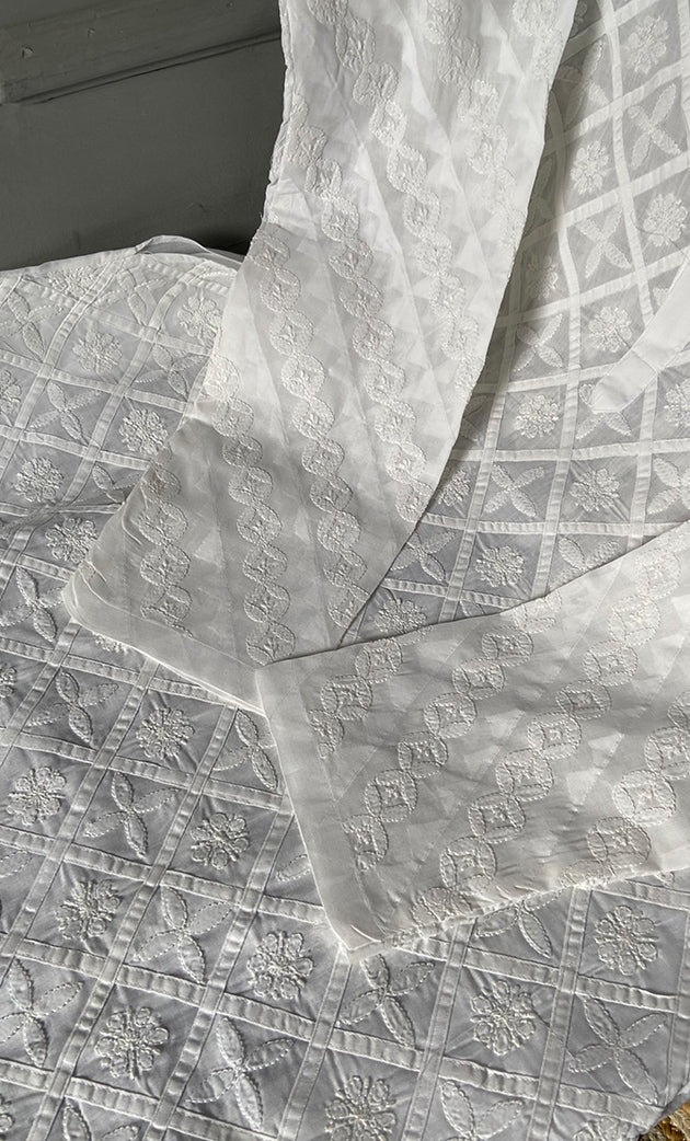 Men's Lucknowi Handcrafted Cotton Chikankari Kurta - HONC0283972