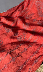 Load image into Gallery viewer, Women's Lakhnavi Handcrafted Mul Chanderi Semi - Stitched Anarkali And Dupatta Set - HONC0282402