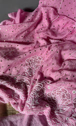 Load image into Gallery viewer, Women's Lakhnavi Handcrafted Mul Chanderi Unstitched Kurta And Dupatta Set- HONC0308279