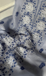 Load image into Gallery viewer, Women's Lakhnavi Handcrafted Pure Organza Chikankari Unstitched Kurta And Dupatta Set- HONC0320493