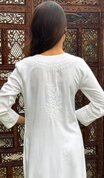 将图像加载到图库查看器中, Women's Lucknowi Handcrafted Modal Cotton Chikankari Kurti - HONC0272597