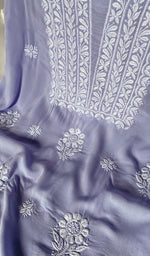 Load image into Gallery viewer, Women's Lakhnavi Handcrafted Modal Cotton Chikankari Unstitched Kurti Fabric - HONC0261065