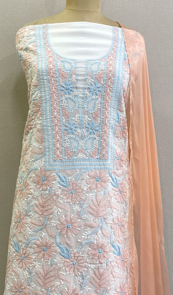 Women's Lakhnavi Handcrafted Cotton Chikankari Suit Material- HONC0208187