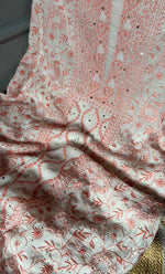 Load image into Gallery viewer, Women's Lakhnavi Handcrafted Mul Chanderi Unstitched Kurta And Dupatta Set- HONC0278928