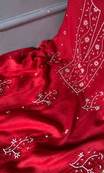 将图像加载到图库查看器中, Women's Lakhnavi Handcrafted Mul Chanderi Unstitched Chikankari Full Suit Material -HONC0272784